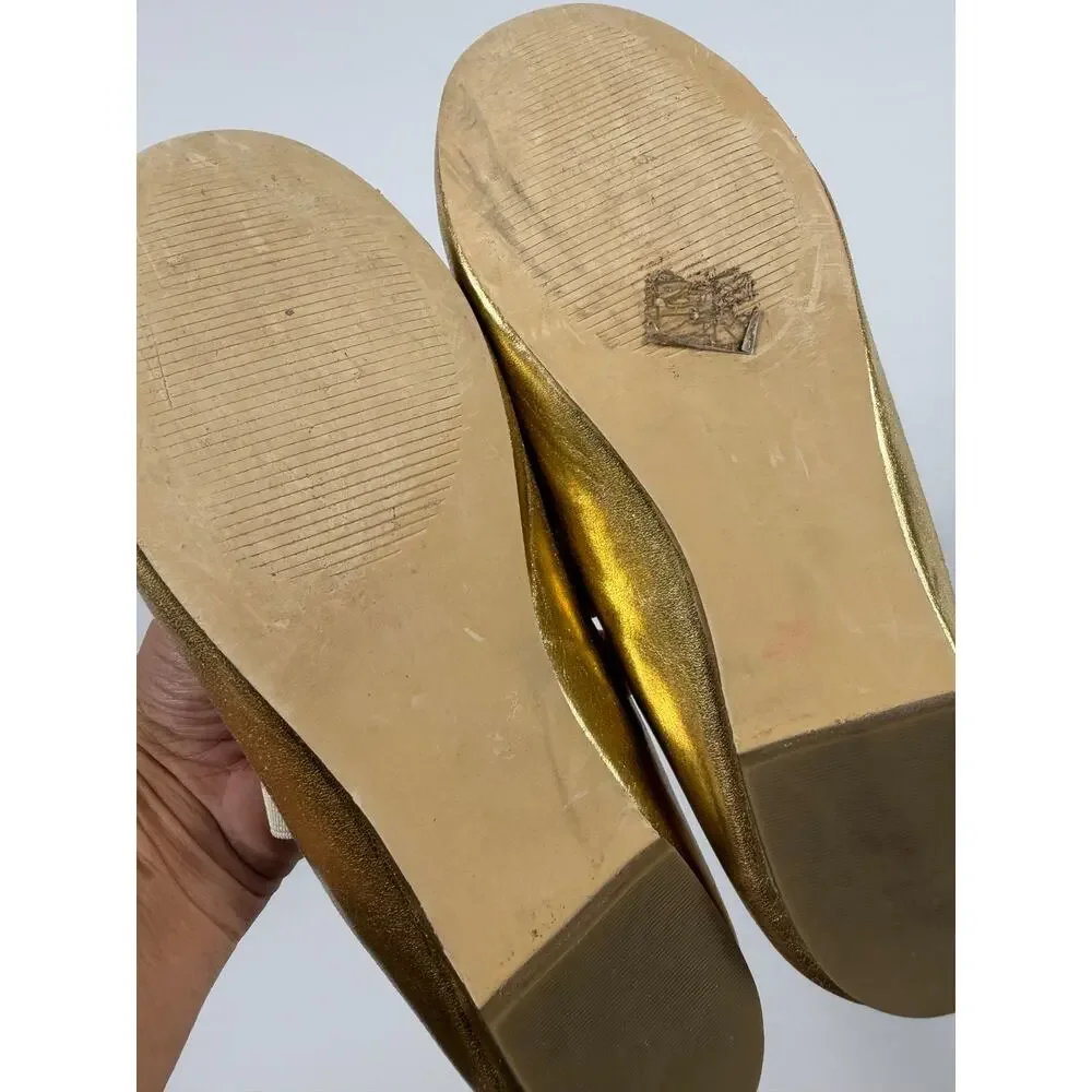 Crewcuts J.Crew Girls Strappy Ballet Flats Metallic Gold Mary Jane Size 2